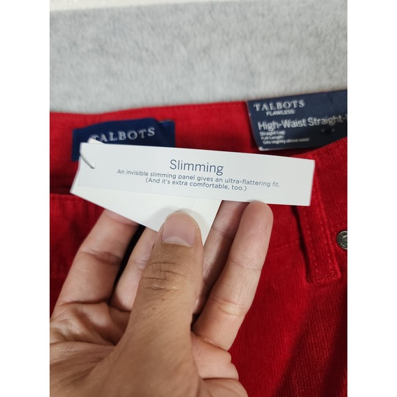 NWT Talbots Women's Red Corduroy High Waisted Straight Leg Pants Size 14P - Picture 8 of 15